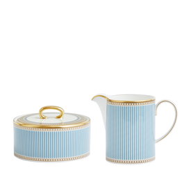 Wedgwood Juego de Azucarero y Lechera Colección Helia, Decorado a Mano con Oro de 22 Quilates, Fabricado en Inglaterra, Apto Lavavajillas